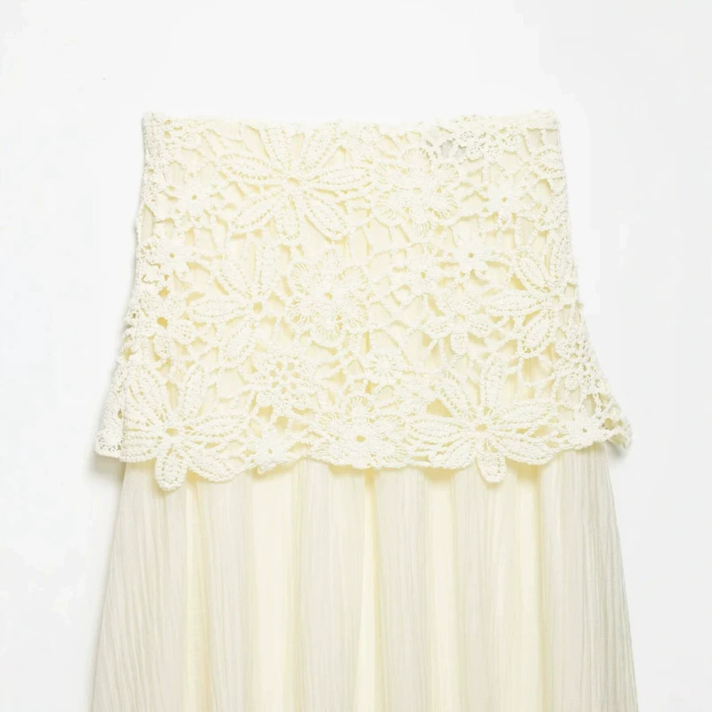 ZARA Chic Versatile Crochet Patchwork Midi Skirt